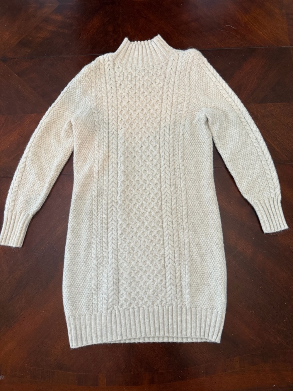 Abercrombie & Fitch Cream Cable Knit Turtleneck Sweater Dress
